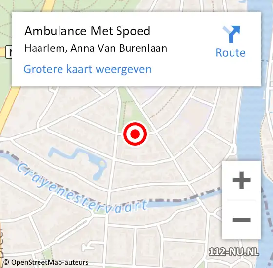 Locatie op kaart van de 112 melding: Ambulance Met Spoed Naar Haarlem, Anna Van Burenlaan op 26 december 2018 12:38