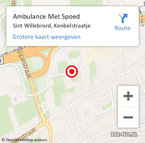 Locatie op kaart van de 112 melding: Ambulance Met Spoed Naar Sint Willebrord, Kenbelstraatje op 26 december 2018 12:56