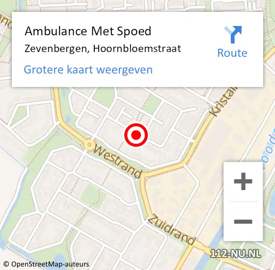 Locatie op kaart van de 112 melding: Ambulance Met Spoed Naar Zevenbergen, Hoornbloemstraat op 26 december 2018 13:11