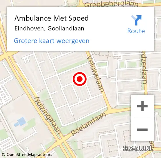 Locatie op kaart van de 112 melding: Ambulance Met Spoed Naar Eindhoven, Gooilandlaan op 26 december 2018 14:42