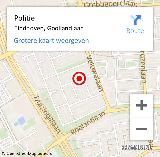 Locatie op kaart van de 112 melding: Politie Eindhoven, Gooilandlaan op 26 december 2018 14:43