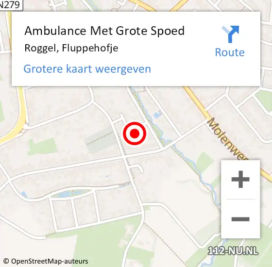 Locatie op kaart van de 112 melding: Ambulance Met Grote Spoed Naar Roggel, Fluppehofje op 18 maart 2014 18:49