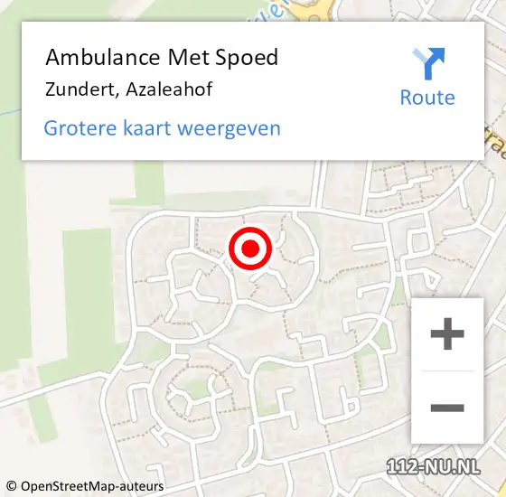 Locatie op kaart van de 112 melding: Ambulance Met Spoed Naar Zundert, Azaleahof op 26 december 2018 17:29