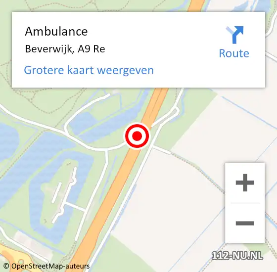 Locatie op kaart van de 112 melding: Ambulance Beverwijk, A9 Re op 26 december 2018 18:41