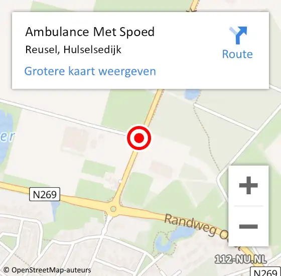 Locatie op kaart van de 112 melding: Ambulance Met Spoed Naar Reusel, Hulselsedijk op 26 december 2018 19:24