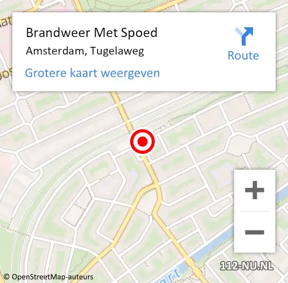 Locatie op kaart van de 112 melding: Brandweer Met Spoed Naar Amsterdam, Tugelaweg op 26 december 2018 19:43