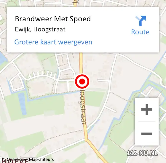 Locatie op kaart van de 112 melding: Brandweer Met Spoed Naar Ewijk, Hoogstraat op 18 maart 2014 19:08