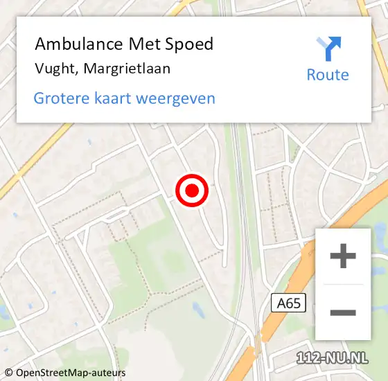 Locatie op kaart van de 112 melding: Ambulance Met Spoed Naar Vught, Margrietlaan op 26 december 2018 20:15