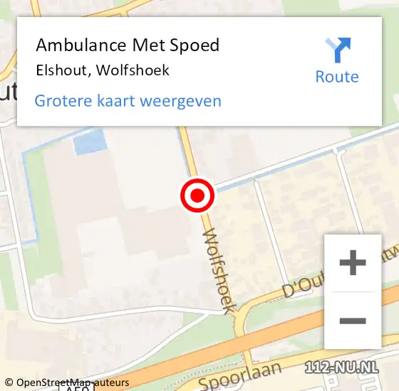Locatie op kaart van de 112 melding: Ambulance Met Spoed Naar Elshout, Wolfshoek op 26 december 2018 20:15