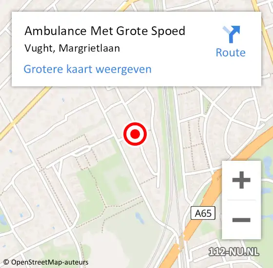 Locatie op kaart van de 112 melding: Ambulance Met Grote Spoed Naar Vught, Margrietlaan op 26 december 2018 20:18