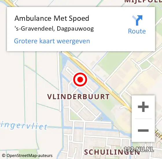 Locatie op kaart van de 112 melding: Ambulance Met Spoed Naar 's-Gravendeel, Dagpauwoog op 26 december 2018 20:59
