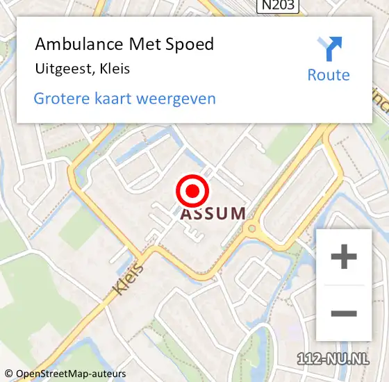 Locatie op kaart van de 112 melding: Ambulance Met Spoed Naar Uitgeest, Kleis op 26 december 2018 21:18