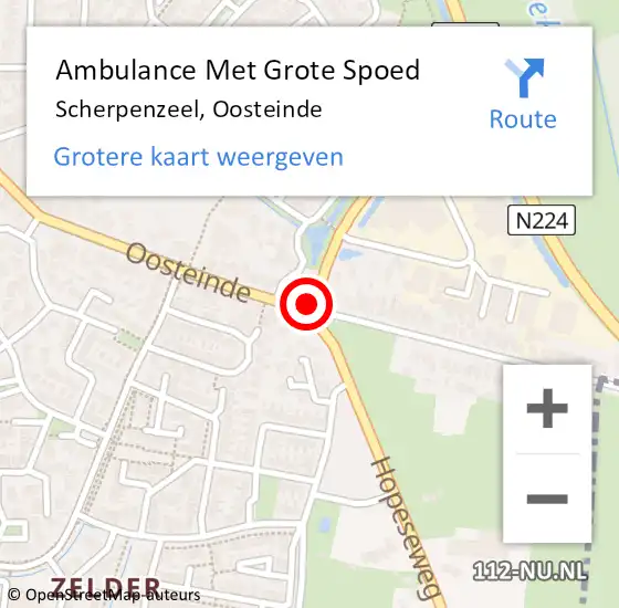 Locatie op kaart van de 112 melding: Ambulance Met Grote Spoed Naar Scherpenzeel, Oosteinde op 26 december 2018 22:47