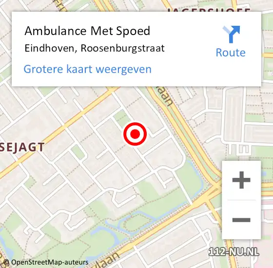 Locatie op kaart van de 112 melding: Ambulance Met Spoed Naar Eindhoven, Roosenburgstraat op 26 december 2018 23:00