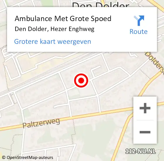 Locatie op kaart van de 112 melding: Ambulance Met Grote Spoed Naar Den Dolder, Hezer Enghweg op 18 maart 2014 19:22