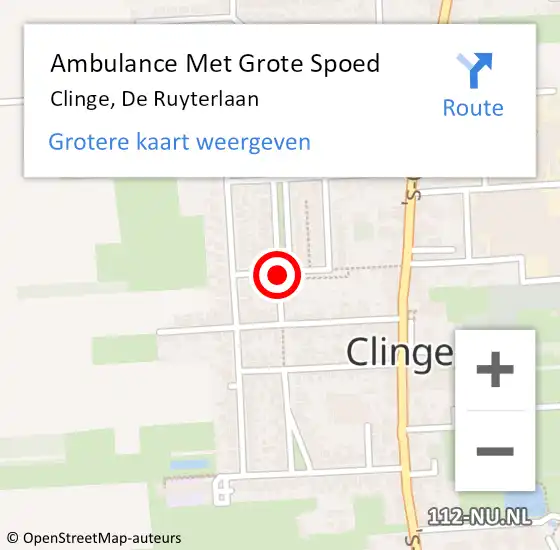 Locatie op kaart van de 112 melding: Ambulance Met Grote Spoed Naar Clinge, De Ruyterlaan op 27 december 2018 03:13