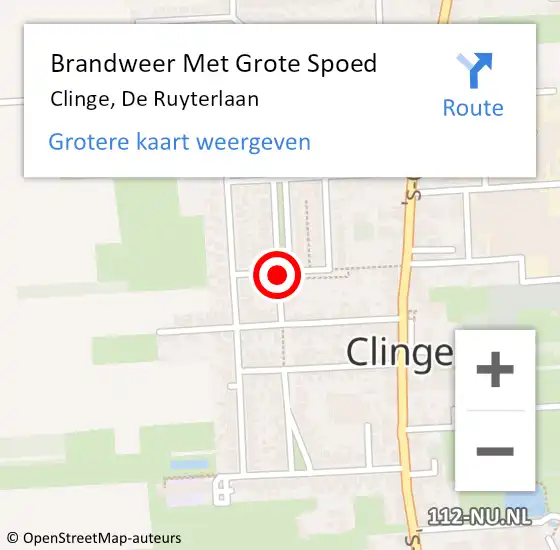 Locatie op kaart van de 112 melding: Brandweer Met Grote Spoed Naar Clinge, De Ruyterlaan op 27 december 2018 03:14