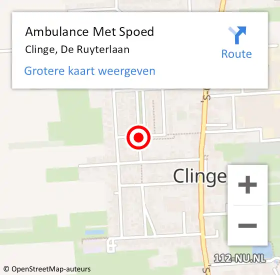 Locatie op kaart van de 112 melding: Ambulance Met Spoed Naar Clinge, De Ruyterlaan op 27 december 2018 03:15