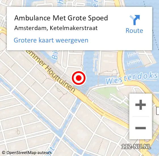 Locatie op kaart van de 112 melding: Ambulance Met Grote Spoed Naar Amsterdam, Ketelmakerstraat op 27 december 2018 07:23