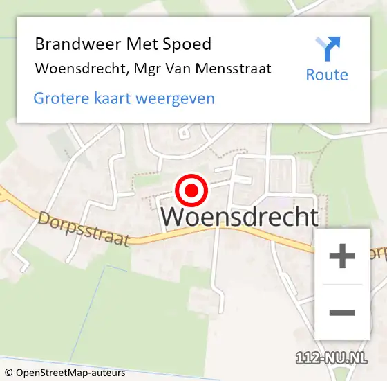 Locatie op kaart van de 112 melding: Brandweer Met Spoed Naar Woensdrecht, Mgr Van Mensstraat op 27 december 2018 08:02