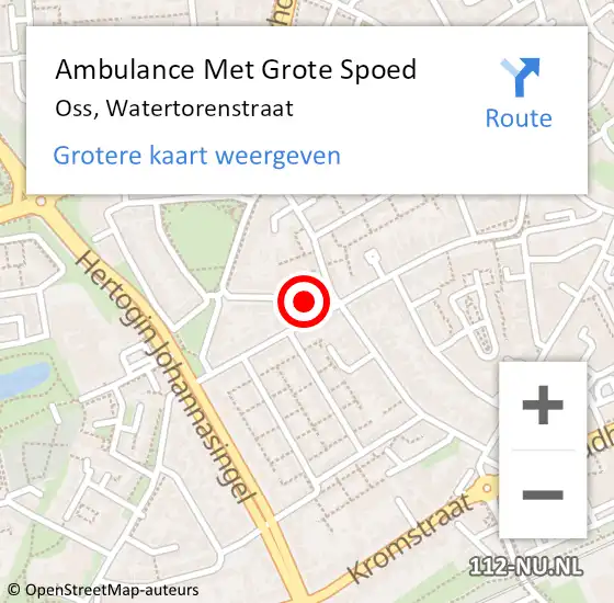 Locatie op kaart van de 112 melding: Ambulance Met Grote Spoed Naar Oss, Watertorenstraat op 27 december 2018 09:03