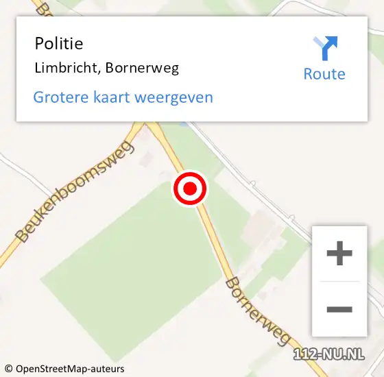 Locatie op kaart van de 112 melding: Politie Limbricht, Bornerweg op 27 december 2018 09:15
