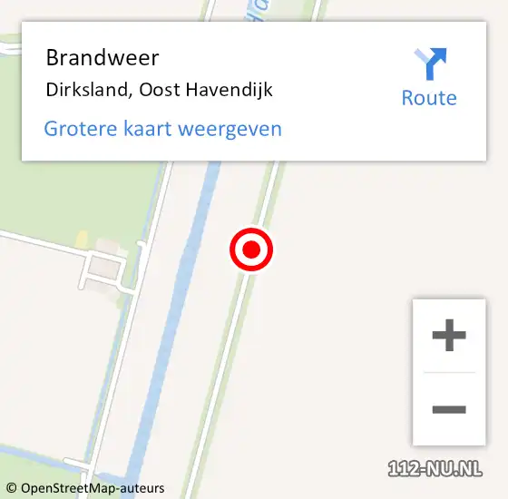 Locatie op kaart van de 112 melding: Brandweer Dirksland, Oost Havendijk op 18 maart 2014 19:59