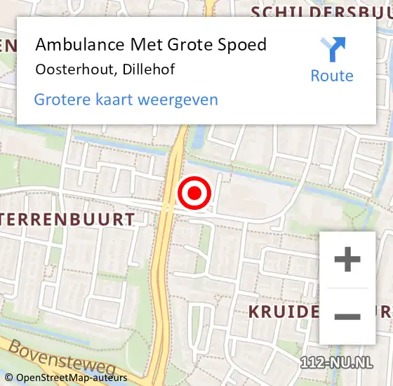Locatie op kaart van de 112 melding: Ambulance Met Grote Spoed Naar Oosterhout, Dillehof op 27 december 2018 11:07