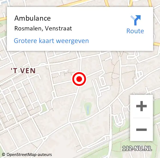 Locatie op kaart van de 112 melding: Ambulance Rosmalen, Venstraat op 27 december 2018 12:59