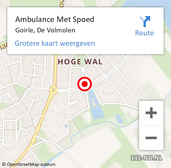 Locatie op kaart van de 112 melding: Ambulance Met Spoed Naar Goirle, De Volmolen op 27 december 2018 13:00