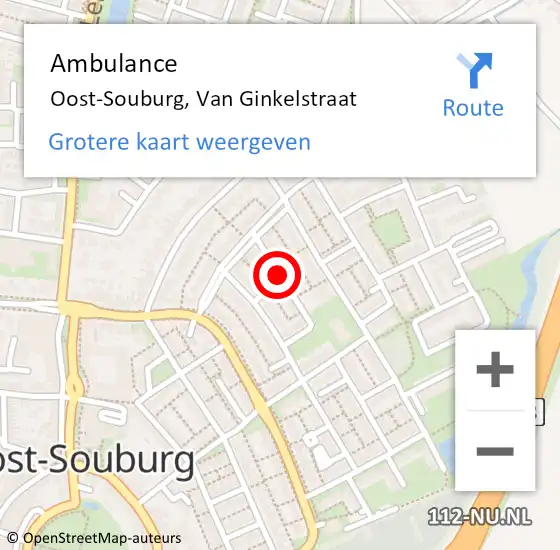 Locatie op kaart van de 112 melding: Ambulance Oost-Souburg, Van Ginkelstraat op 27 december 2018 13:02