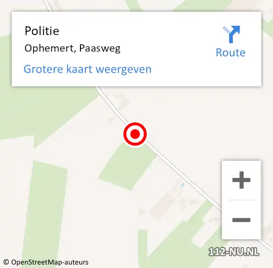 Locatie op kaart van de 112 melding: Politie Ophemert, Paasweg op 27 december 2018 13:04