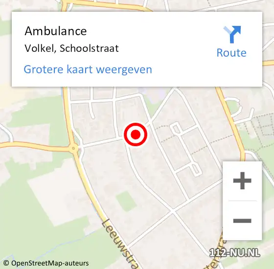 Locatie op kaart van de 112 melding: Ambulance Volkel, Schoolstraat op 27 december 2018 13:36