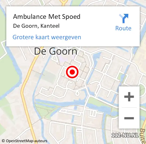 Locatie op kaart van de 112 melding: Ambulance Met Spoed Naar De Goorn, Kanteel op 27 december 2018 13:51