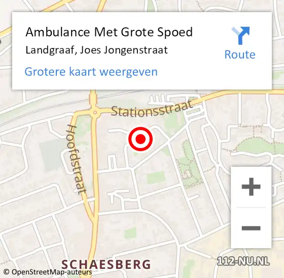 Locatie op kaart van de 112 melding: Ambulance Met Grote Spoed Naar Landgraaf, Joes Jongenstraat op 18 maart 2014 20:26