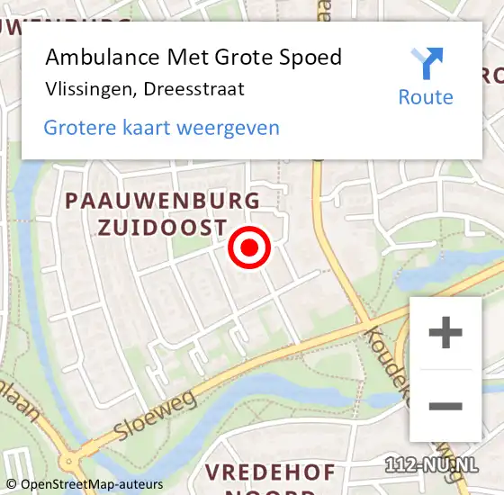 Locatie op kaart van de 112 melding: Ambulance Met Grote Spoed Naar Vlissingen, Dreesstraat op 27 december 2018 14:05