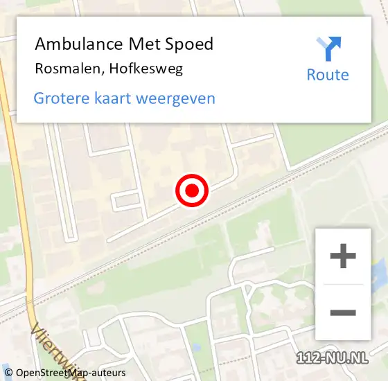 Locatie op kaart van de 112 melding: Ambulance Met Spoed Naar Rosmalen, Hofkesweg op 18 maart 2014 20:39