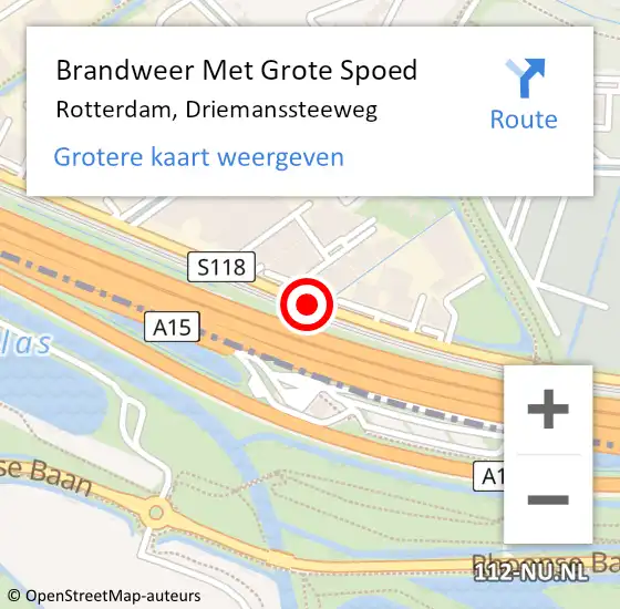 Locatie op kaart van de 112 melding: Brandweer Met Grote Spoed Naar Rotterdam, Driemanssteeweg op 27 december 2018 15:49