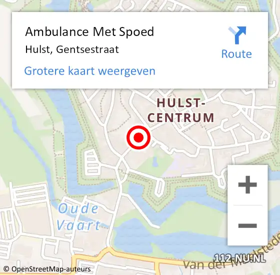 Locatie op kaart van de 112 melding: Ambulance Met Spoed Naar Hulst, Gentsestraat op 27 december 2018 15:54
