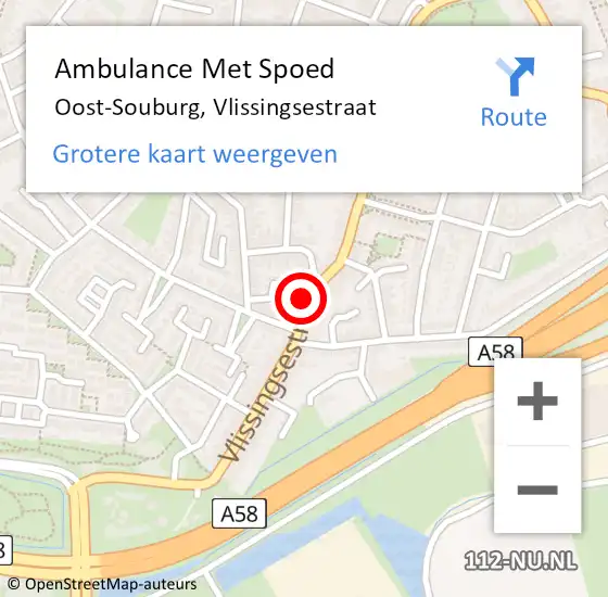 Locatie op kaart van de 112 melding: Ambulance Met Spoed Naar Oost-Souburg, Vlissingsestraat op 27 december 2018 16:24