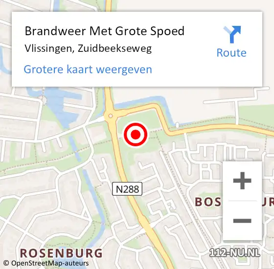 Locatie op kaart van de 112 melding: Brandweer Met Grote Spoed Naar Vlissingen, Zuidbeekseweg op 27 december 2018 17:17