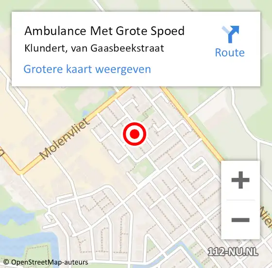 Locatie op kaart van de 112 melding: Ambulance Met Grote Spoed Naar Klundert, van Gaasbeekstraat op 27 december 2018 17:46