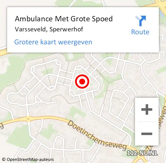 Locatie op kaart van de 112 melding: Ambulance Met Grote Spoed Naar Varsseveld, Sperwerhof op 27 december 2018 18:05