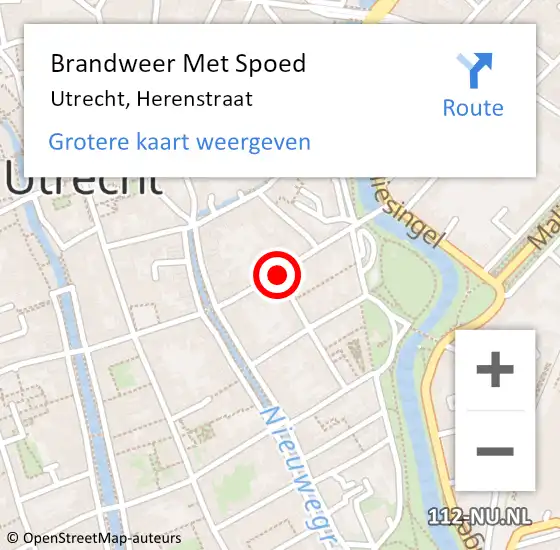 Locatie op kaart van de 112 melding: Brandweer Met Spoed Naar Utrecht, Herenstraat op 27 december 2018 19:11