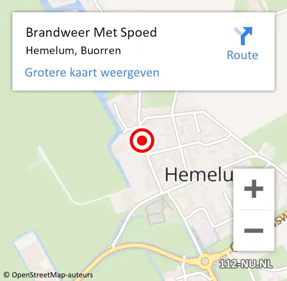 Locatie op kaart van de 112 melding: Brandweer Met Spoed Naar Hemelum, Buorren op 27 december 2018 20:12