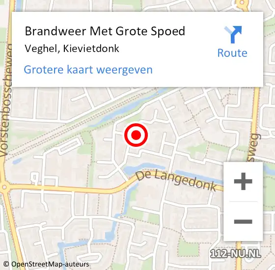 Locatie op kaart van de 112 melding: Brandweer Met Grote Spoed Naar Veghel, Kievietdonk op 27 december 2018 21:58