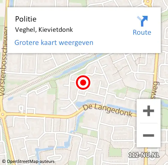 Locatie op kaart van de 112 melding: Politie Veghel, Kievietdonk op 27 december 2018 22:01