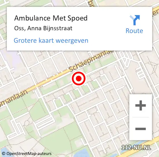 Locatie op kaart van de 112 melding: Ambulance Met Spoed Naar Oss, Anna Bijnsstraat op 27 december 2018 23:27