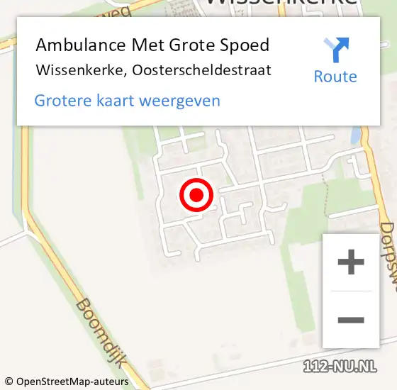Locatie op kaart van de 112 melding: Ambulance Met Grote Spoed Naar Wissenkerke, Oosterscheldestraat op 28 december 2018 04:18