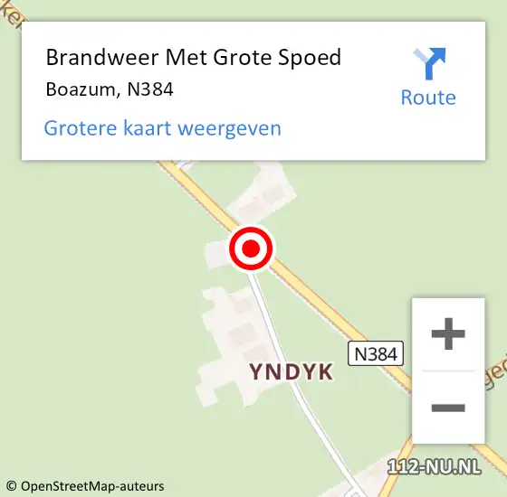 Locatie op kaart van de 112 melding: Brandweer Met Grote Spoed Naar Boazum, N384 op 28 december 2018 06:15